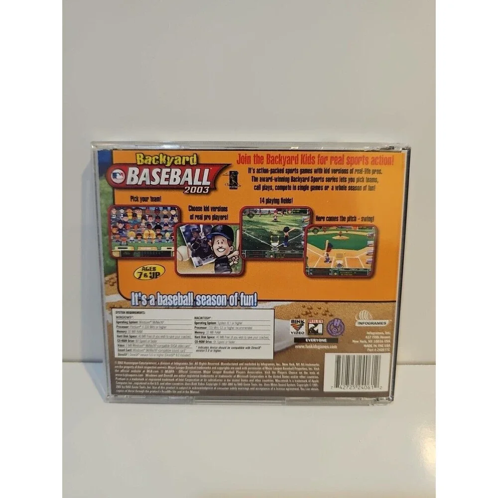 Backyard Baseball (PC CD-ROM, 2003) Win/Mac Mike Piazza Cover Working